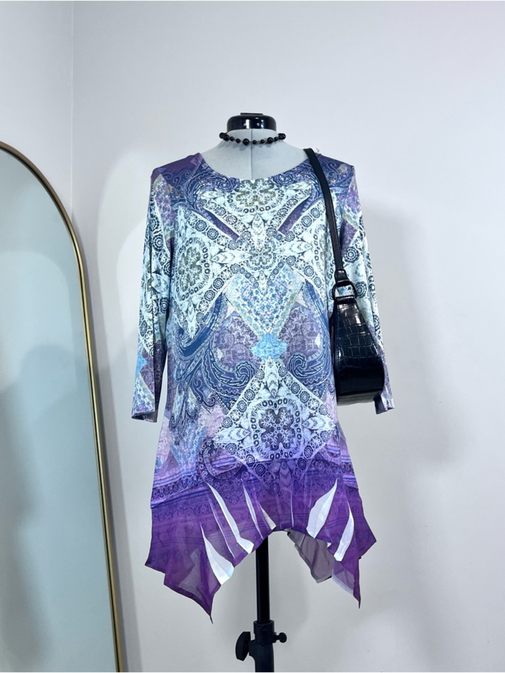 NWT One World Purple Paisley Handkerchief Hem Tunic Top/Dress